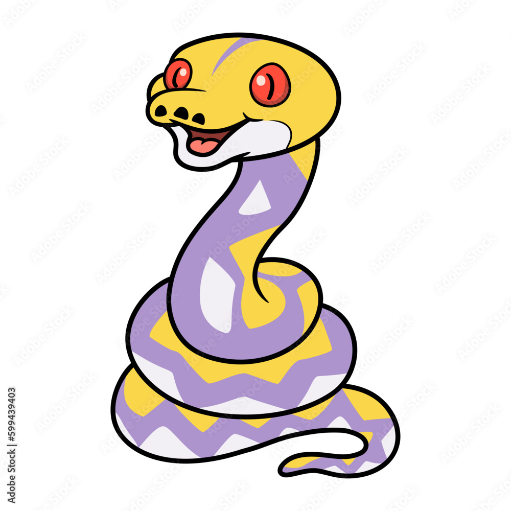 Fototapeta premium Cute lavender reticulated python cartoon