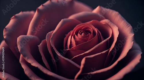 Vibrant Red Rose Blossom with Peach Tones Generative AI