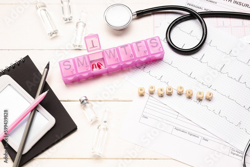 Word HORMONES with medical ...
