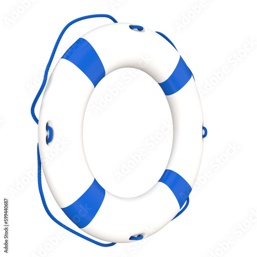 White blue Lifebuoy Ring. 3d Illustration
