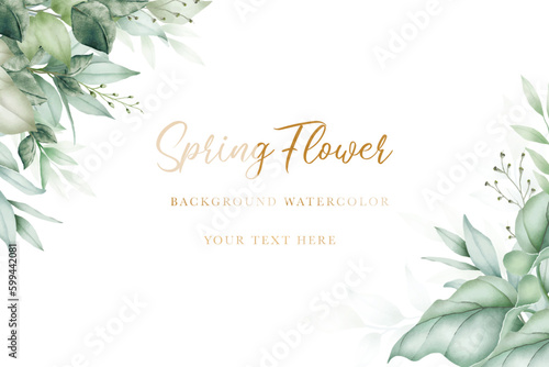 watercolor green leaves background design
