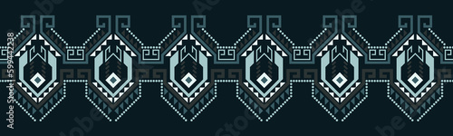 Ethnic pattern geometric design folklore ornament. Tribal ethnic vector texture. Seamless striped pattern in Aztec style. Figure tribal embroidery. Indian EP.93