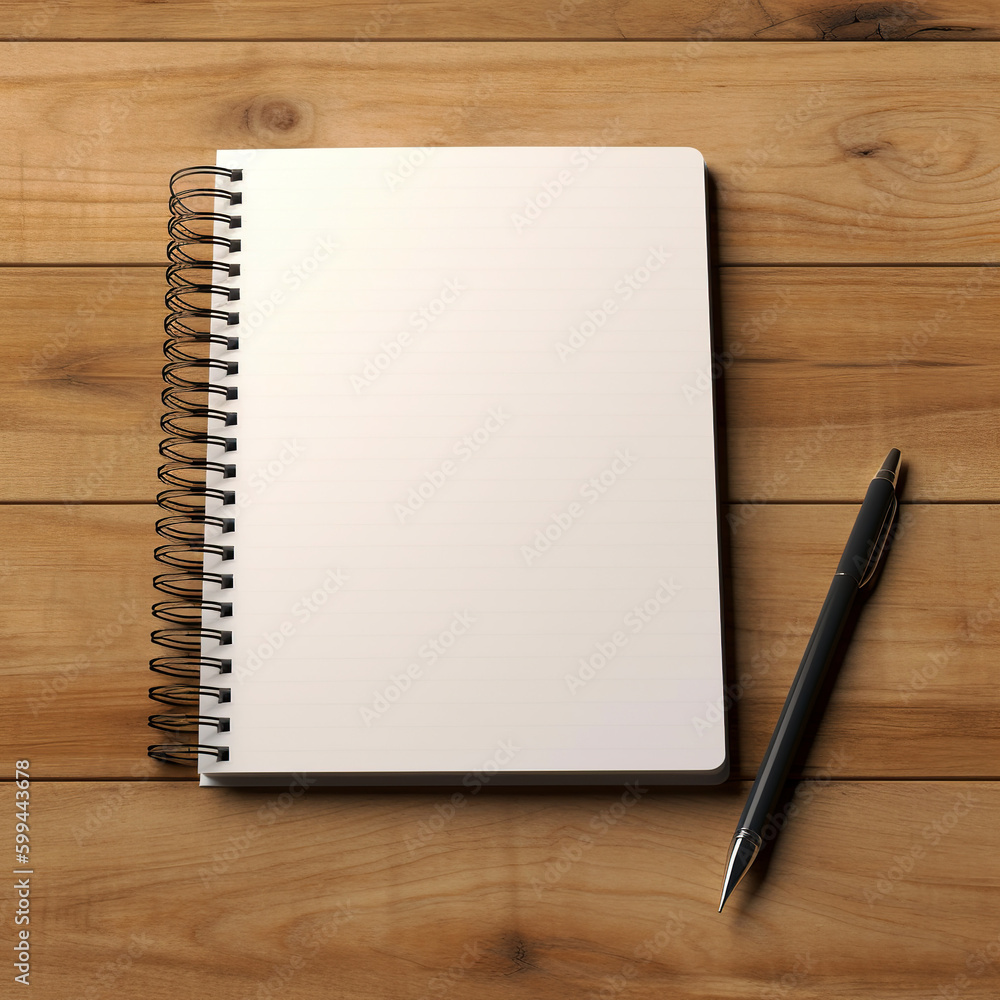A mockup of a blank paper notebook A mockup of a blank paper notebook