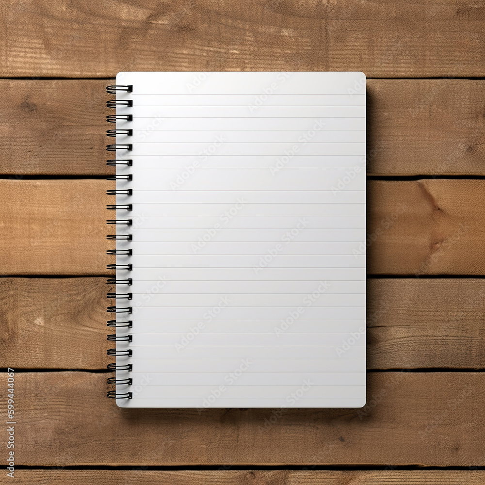 A mockup of a blank paper notebook A mockup of a blank paper notebook
