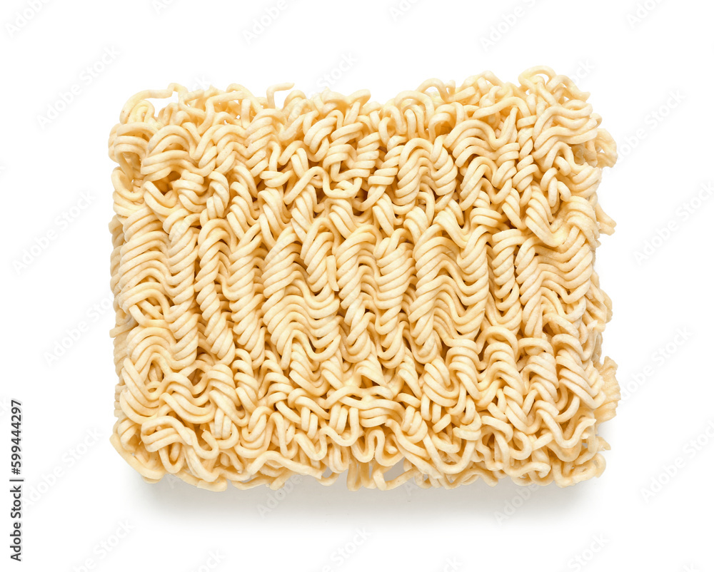 Raw instant noodles on white background Raw instant noodles on white background