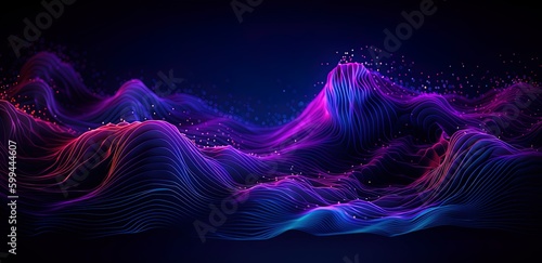 Abstract digital background. Big data visualization. Futuristic technology wave. 3D rendering.