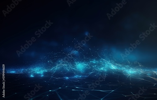 Abstract digital background. Big data visualization. Futuristic technology wave. 3D rendering.