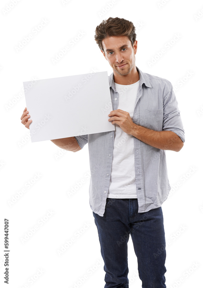 Ive got your copyspace right here. Portrait of a handsome young man holding a sign for your copyspace. Ive got your copyspace right here. Portrait of a handsome young man holding a sign for your copyspace.