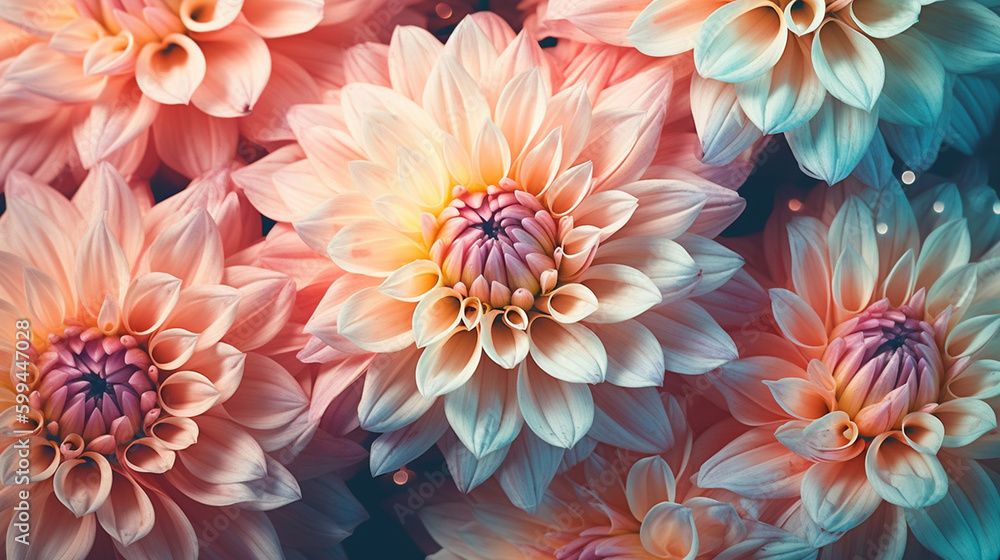 Hydrangeas with Detailed Flower Petals and Glowing Luminescent Backlight on Pastel Background - Generative AI Hydrangeas with Detailed Flower Petals and Glowing Luminescent Backlight on Pastel Background - Generative AI