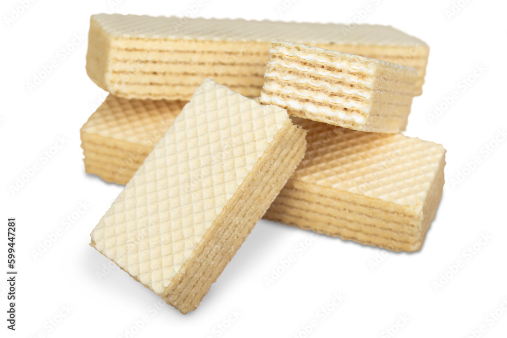 Milk crispy wafers lying in a pile. Isolated on transparent background. The concept of cooking. Milk crispy wafers lying in a pile. Isolated on transparent background. The concept of cooking.