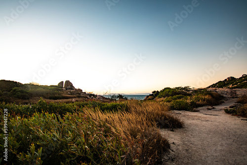 Sunrise over a rocky headland