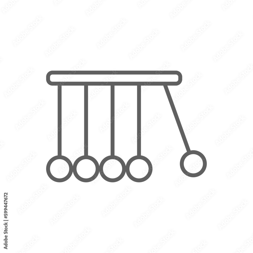 Momentum Science icon with black outline style. motion, gravity, pendulum, balance, experiment, spin, balls. Vector illustration Momentum Science icon with black outline style. motion, gravity, pendulum, balance, experiment, spin, balls. Vector illustration