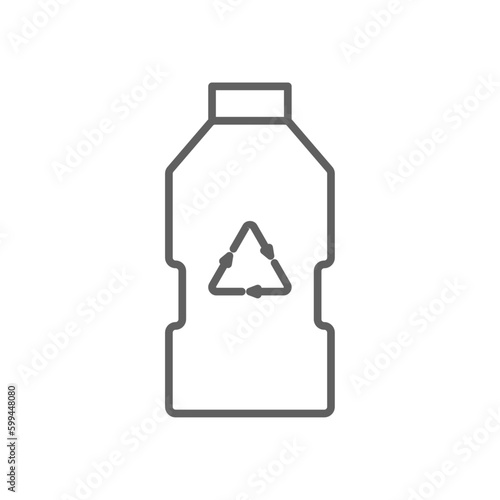 Recycle Bottle Ecology icon with black outline style. plastic, environment, recycling, reuse, cycle, ecological, nature. Vector illustration