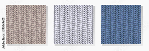 Knitted vector seamless patterns collection. Best for textile, wrapping paper, package and home decoration.
