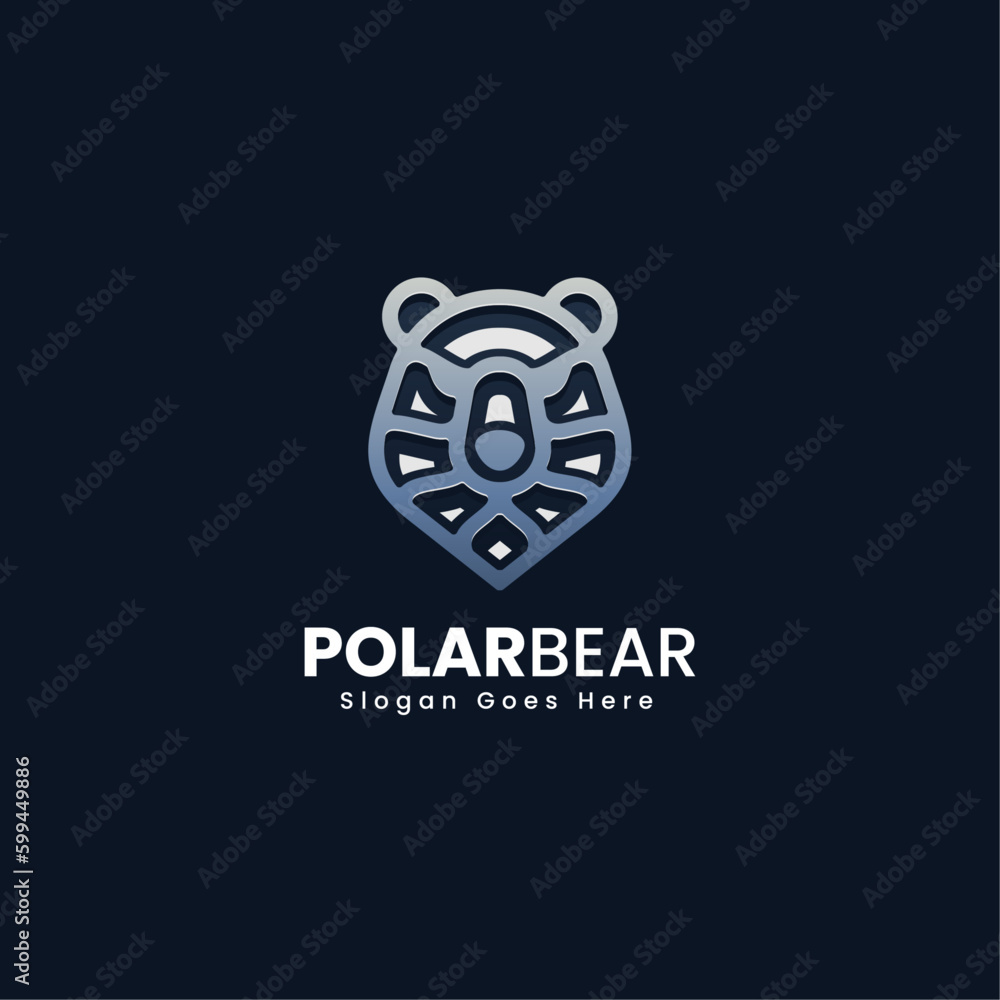 Vector Logo Illustration Polar Bear Gradient Line Art Style Vector Logo Illustration Polar Bear Gradient Line Art Style