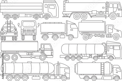 Oil Tanker Truck SVG Outline Bundle, Tanker Truck Vector Art