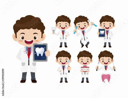 Dentist character and dental care concept