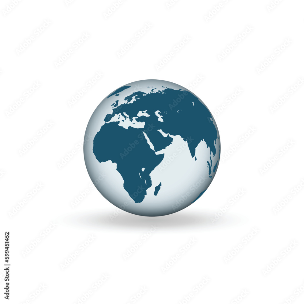 Earth globe icons. earth hemispheres with continents. vector world map set.