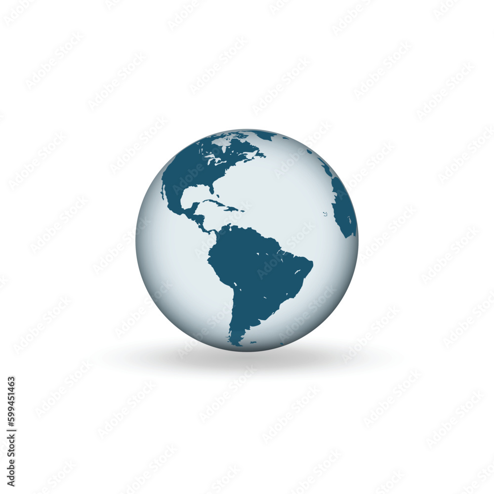 Earth globe icons. earth hemispheres with continents. vector world map set.