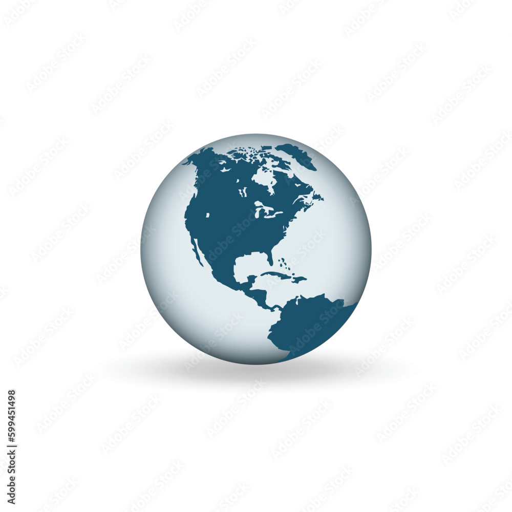Fototapeta premium Earth globe icons. earth hemispheres with continents. vector world map set.