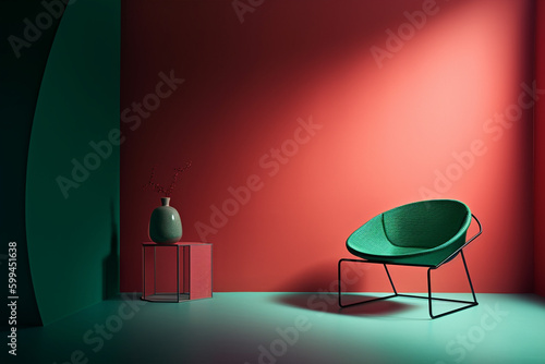 Furniture in modern aesthetic minimal setup studio photography vibrant colours  generative ai
