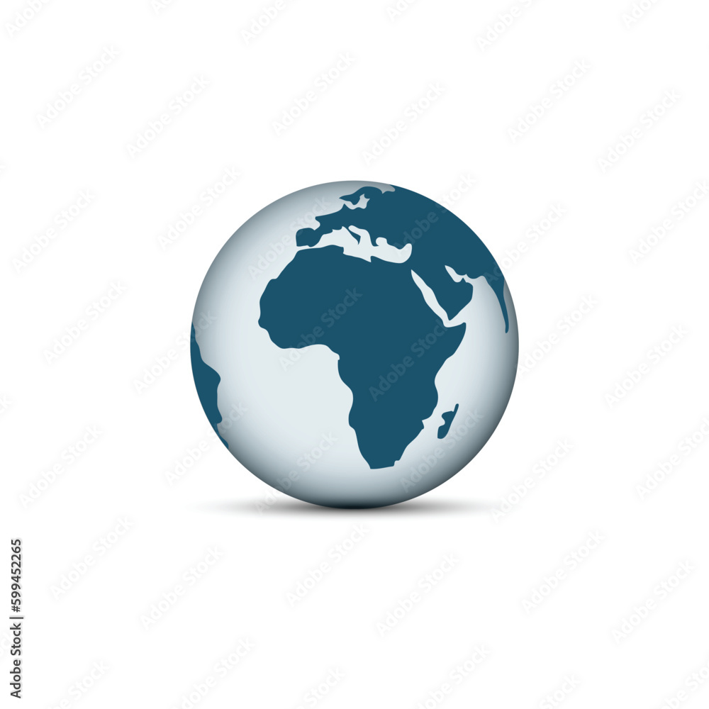 Earth globe icons. earth hemispheres with continents. vector world map set.