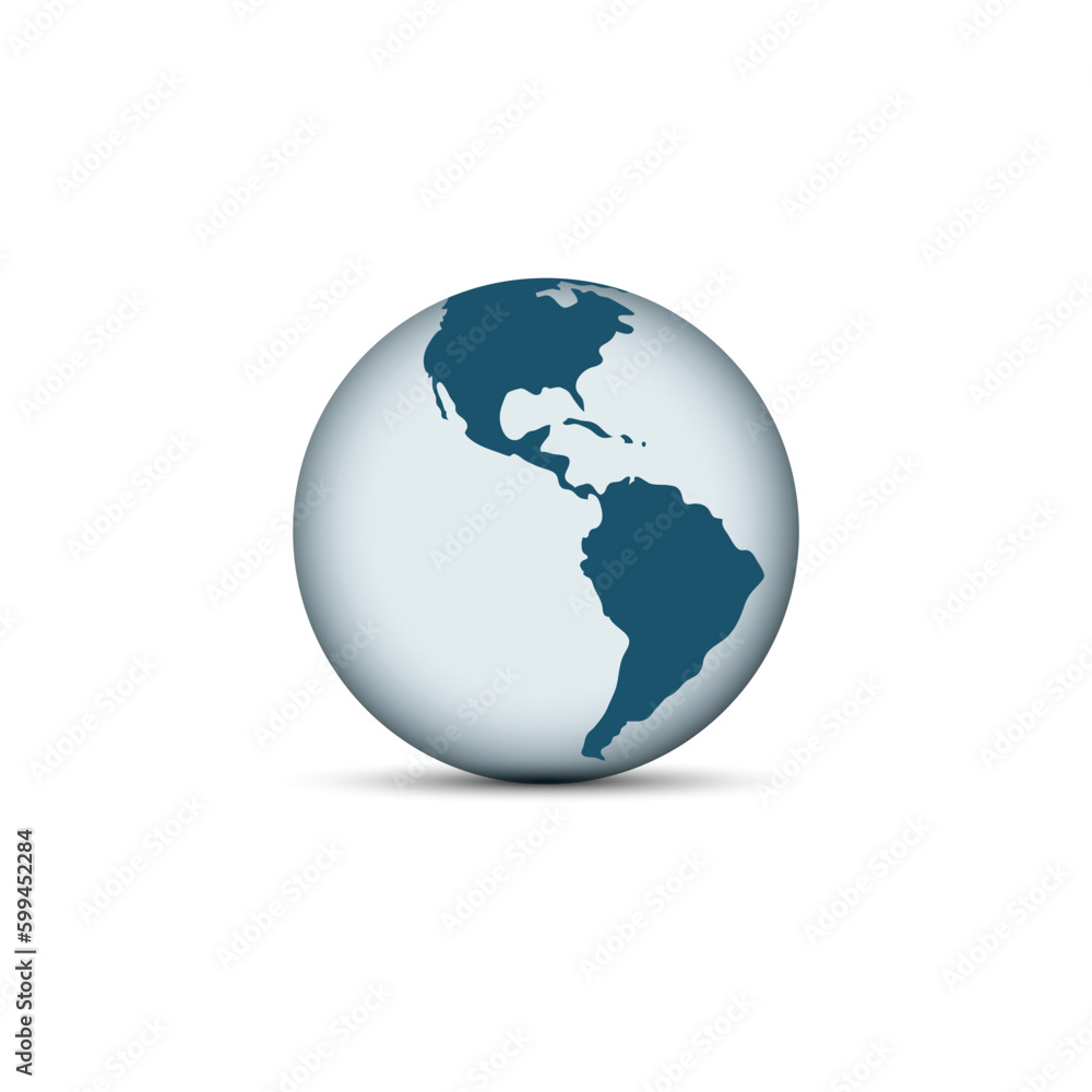 Earth globe icons. earth hemispheres with continents. vector world map set.