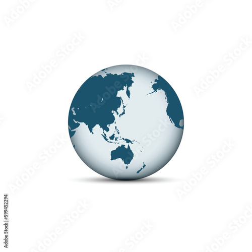 Earth globe icons. earth hemispheres with continents. vector world map set.