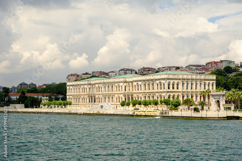 Obraz na płótnie Panaromic view from the Bosphorus towards the historical Ciragan Palace. w salonie
