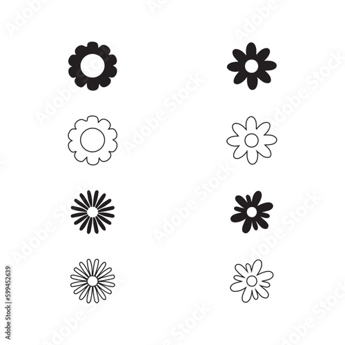 Set of floral elements. Different types of vector flower elements.