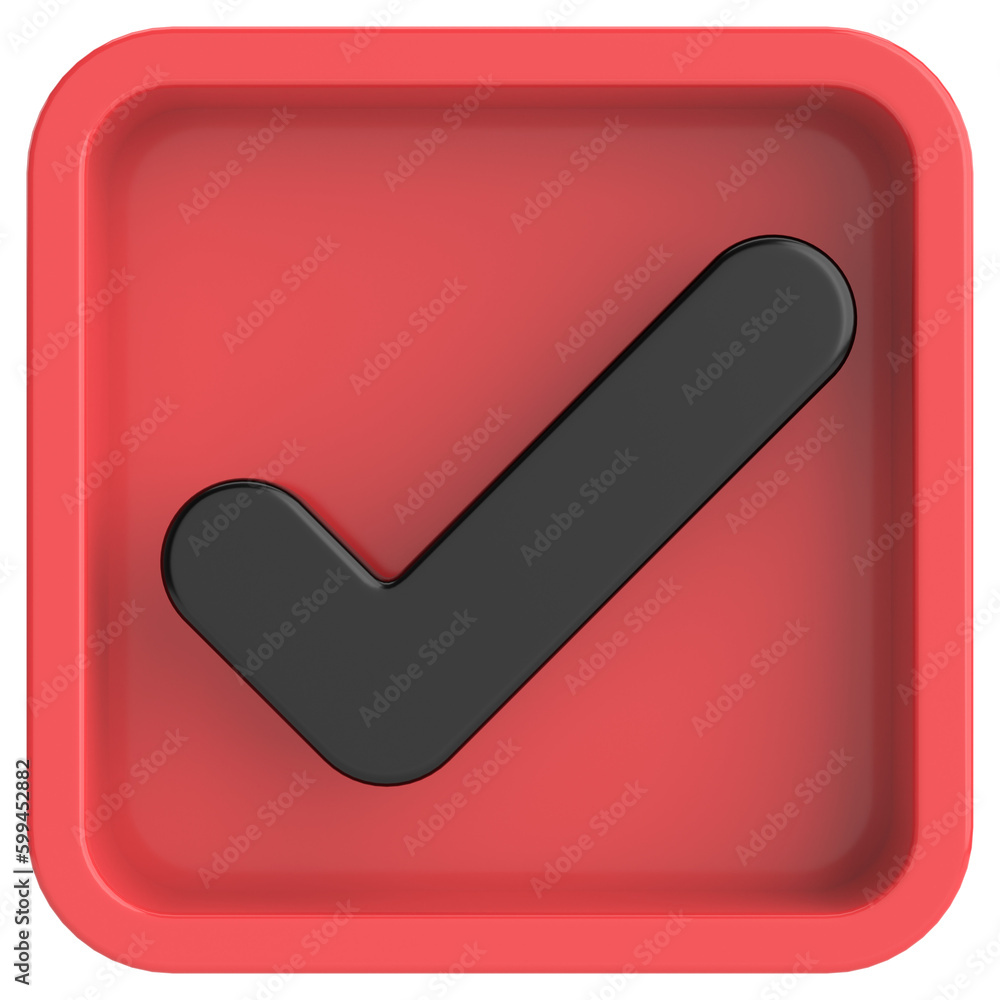 3D checkbox. Check mark. 3D illustration. 3D checkbox. Check mark. 3D illustration.