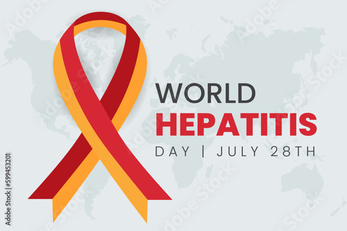World Hepatitis day July 28th with ribbon symbol on isolated background