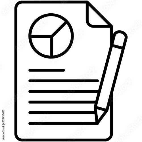 Report Icon. Pen Paper Document Symbol. Line Icon Vector Stock