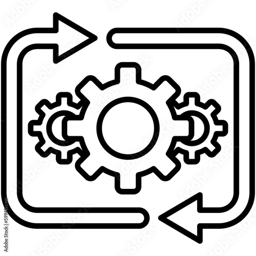 Automation Icon. Process Optimization Symbol. Line Icon Vector Stock