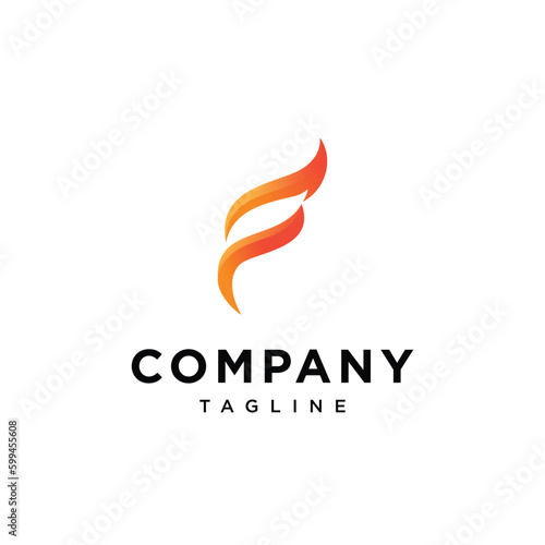  Letter F fire logo icon vector template