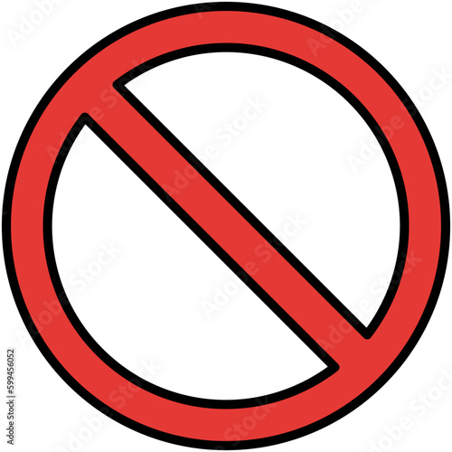 Prohibited Icon. Disallowed Circle caution Symbol. Line Filled Icon Vector Stock