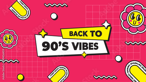 Vector flat design 90s music festival colorful colourful twitch background
