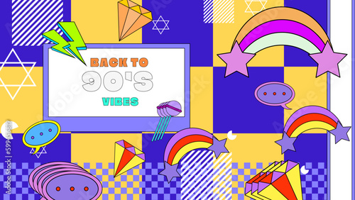 Vector memphis background abstract background for ecommerce promotion vector illustration 90 colorful colourful