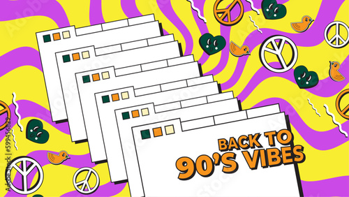 Vector colorful colourful hand drawn nostalgic 90 s background