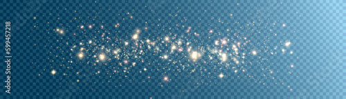 Light abstract glowing bokeh highlights. Light bokeh effect isolated on transparent background. The Christmas background shines from the dust. Christmas concept for design and illustrations.