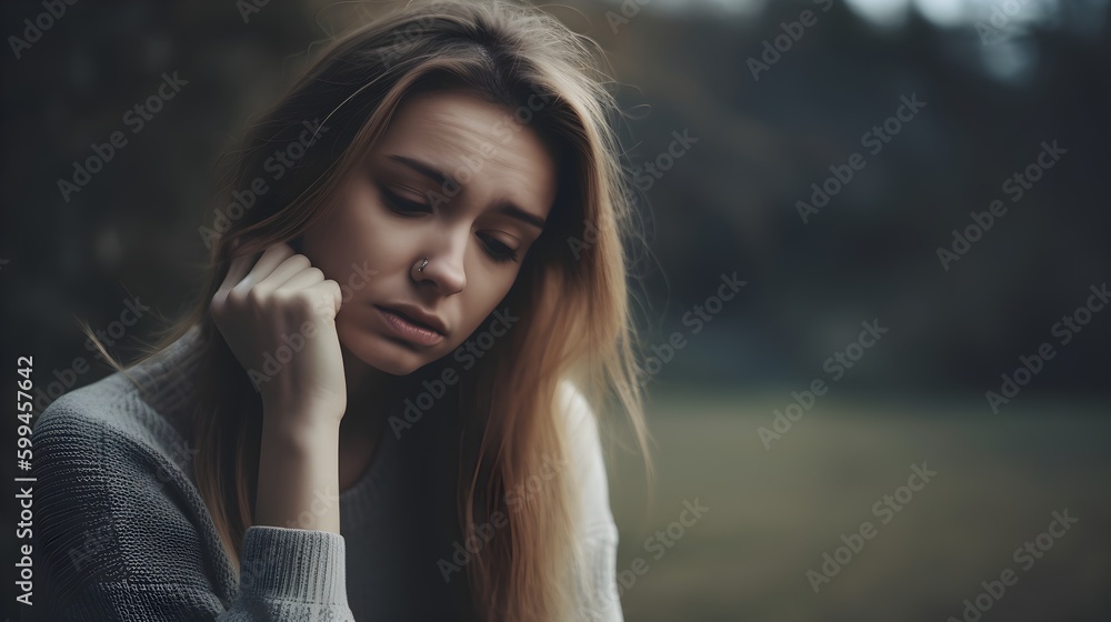 portrait of a woman sad