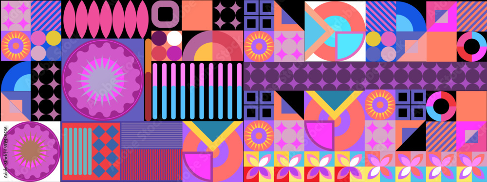 Obraz premium Vector flat mosaic background with shapes colorful colourful
