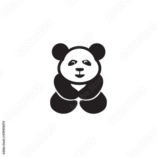 panda logo black white simple design vector illustration