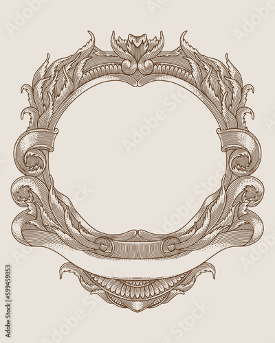 antique engraving frame, vector vintage illustration
