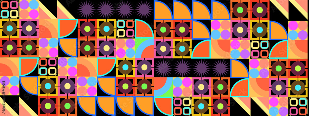 Obraz premium Colorful colourful vector retro geometric shapes mosaic background