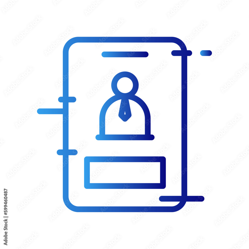 Office ID business icon with blue gradient outline style. identification, personal, pass, photo, tag, information, sign. Vector Illustration Office ID business icon with blue gradient outline style. identification, personal, pass, photo, tag, information, sign. Vector Illustration