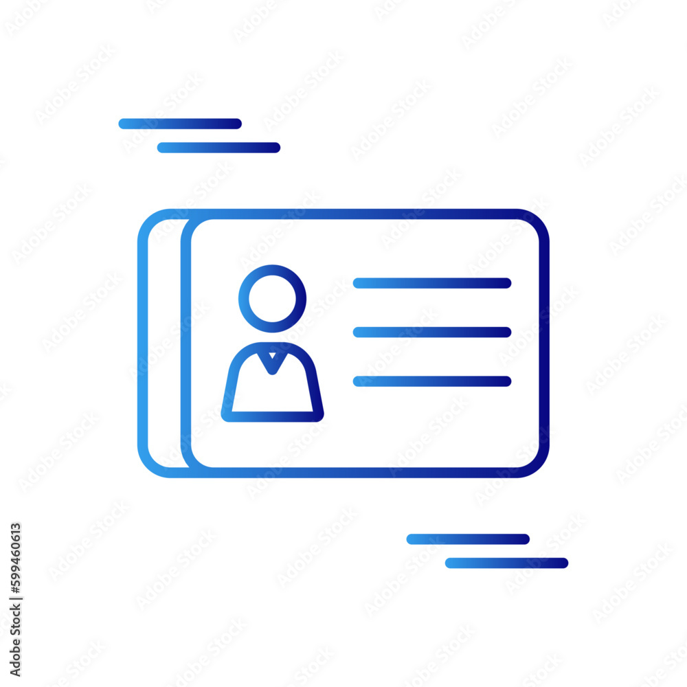 ID card business icon with blue gradient outline style. information, tag, person, access, plastic, web, symbol, . Vector Illustration ID card business icon with blue gradient outline style. information, tag, person, access, plastic, web, symbol, . Vector Illustration