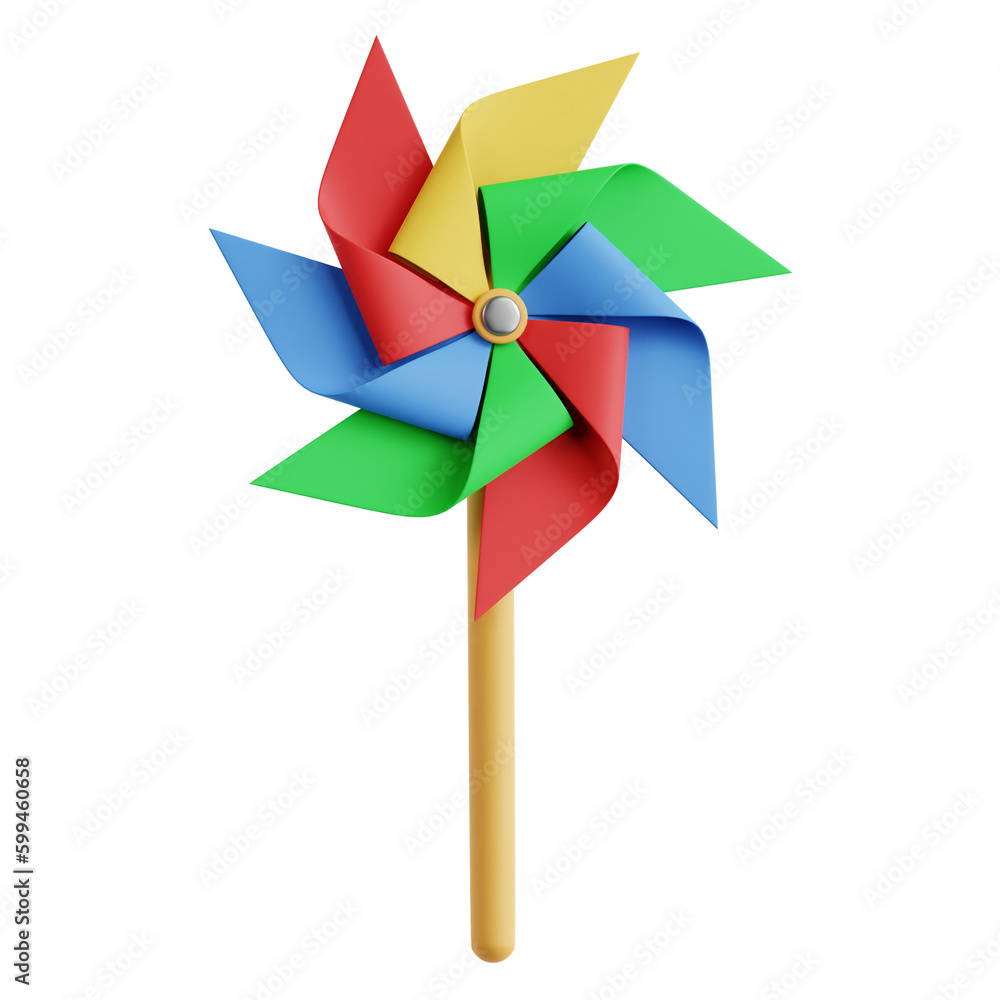 A 3D pinwheel illustration for wind or motion themes A 3D pinwheel illustration for wind or motion themes