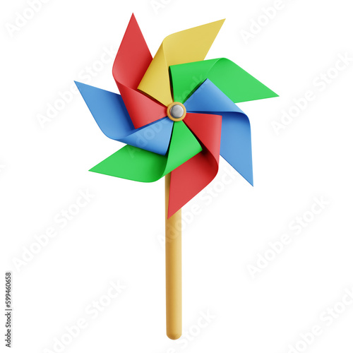 A 3D pinwheel illustration for wind or motion themes