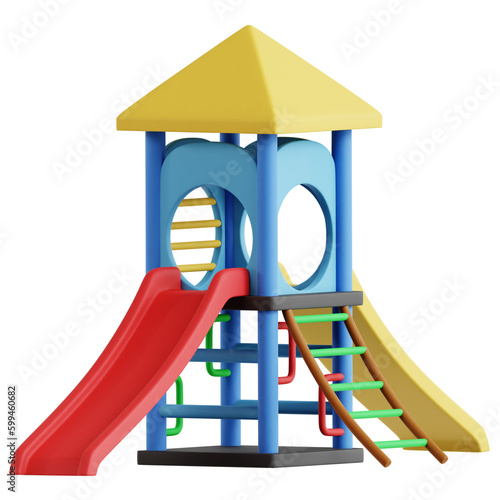 A 3D playground illustration for recreation or outdoor activity themes